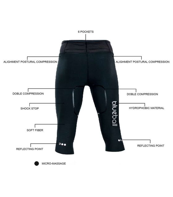 Mallas running Blueball BB100003 Mallas 3/4 Compresion Bolsillos